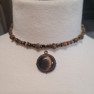Beaded Coil Choker with Pendant